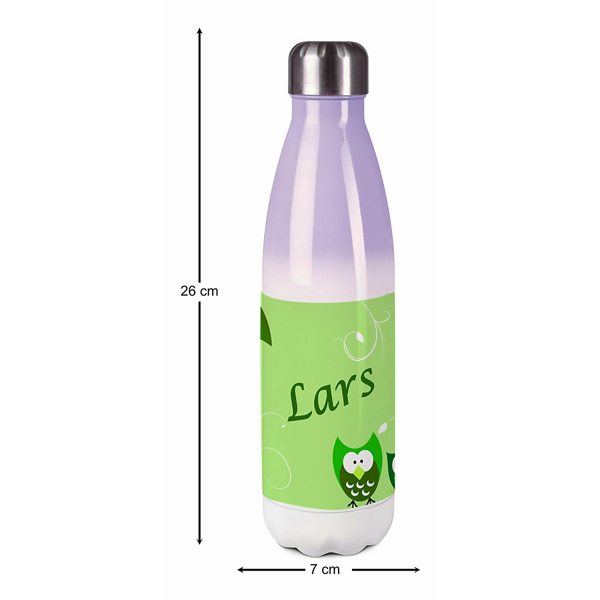 Edelstahl Kinder Thermoflasche / Trinkflasche bunt Eule Farbe grün Spülmaschinenfest, Auslaufsicher, Bruchfest, Doppelwandig, Für Heißgetränke geeignet, Mit Deckel, Isoliert
