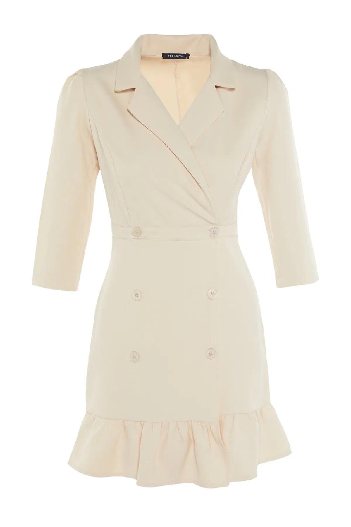 Trendyol Collection  Ecrufarbenes Jacke-Webkleid TWOSS20EL0407