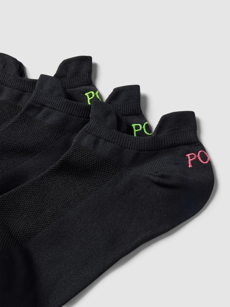 Sneakersocken mit Label-Print im 3er-Pack Modell 'DOUBLE' in schwarz