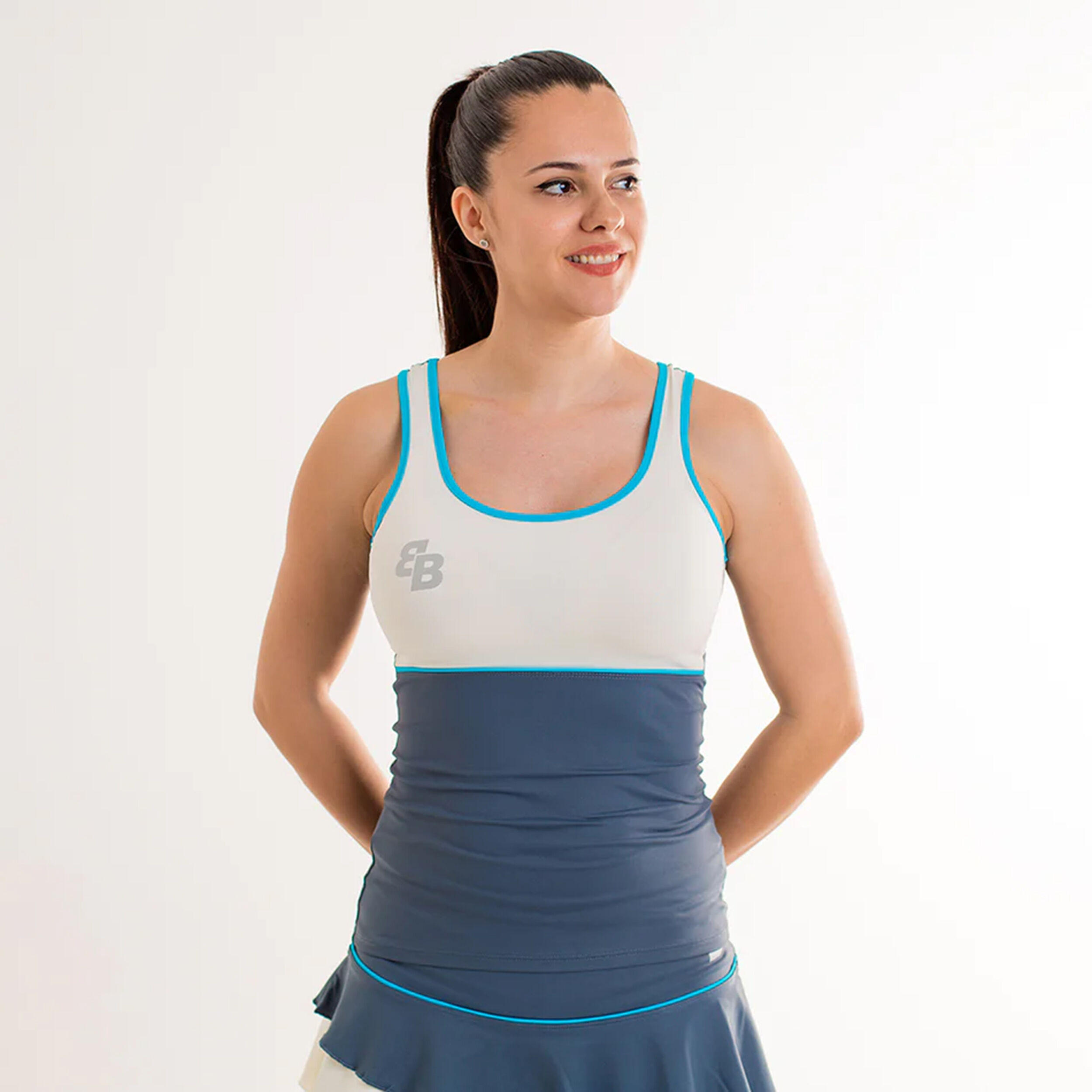 Net Tank-Top Damen - Grau, Weiß