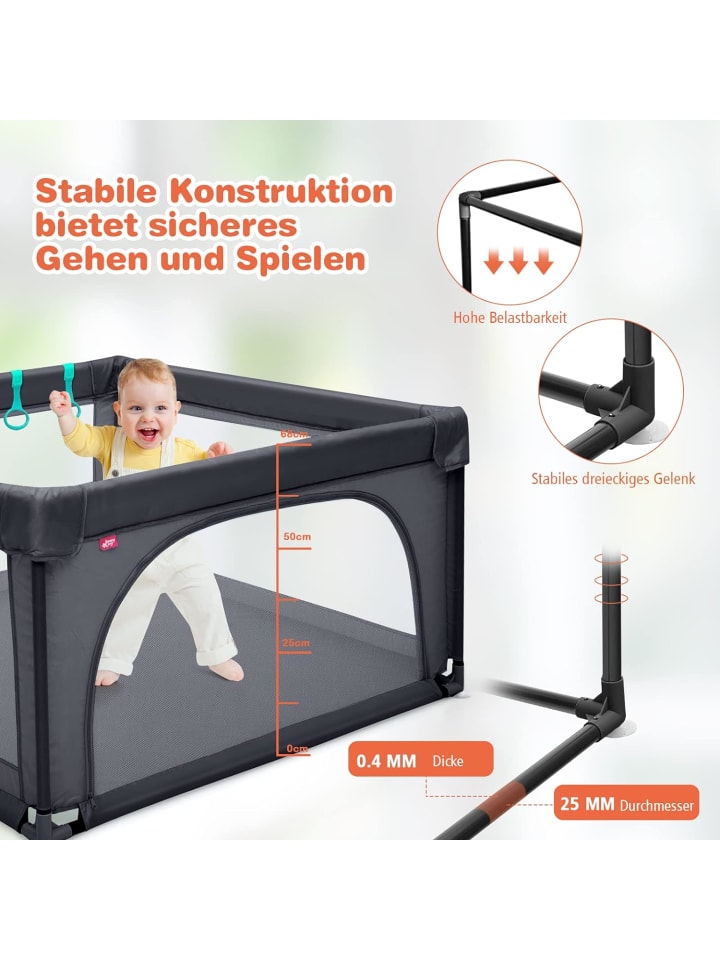 COSTWAY Laufgitter 120cm mit 50 Spielbällen in Anthrazit günstig kaufen onesize