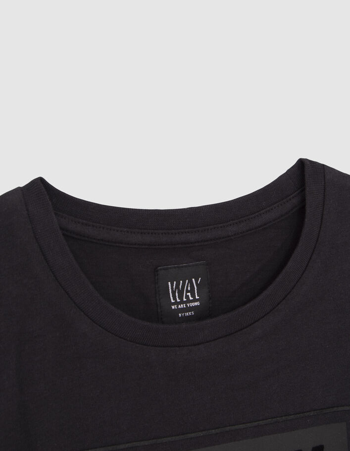 T-shirt noir bio avec cadre et message floqués garçon