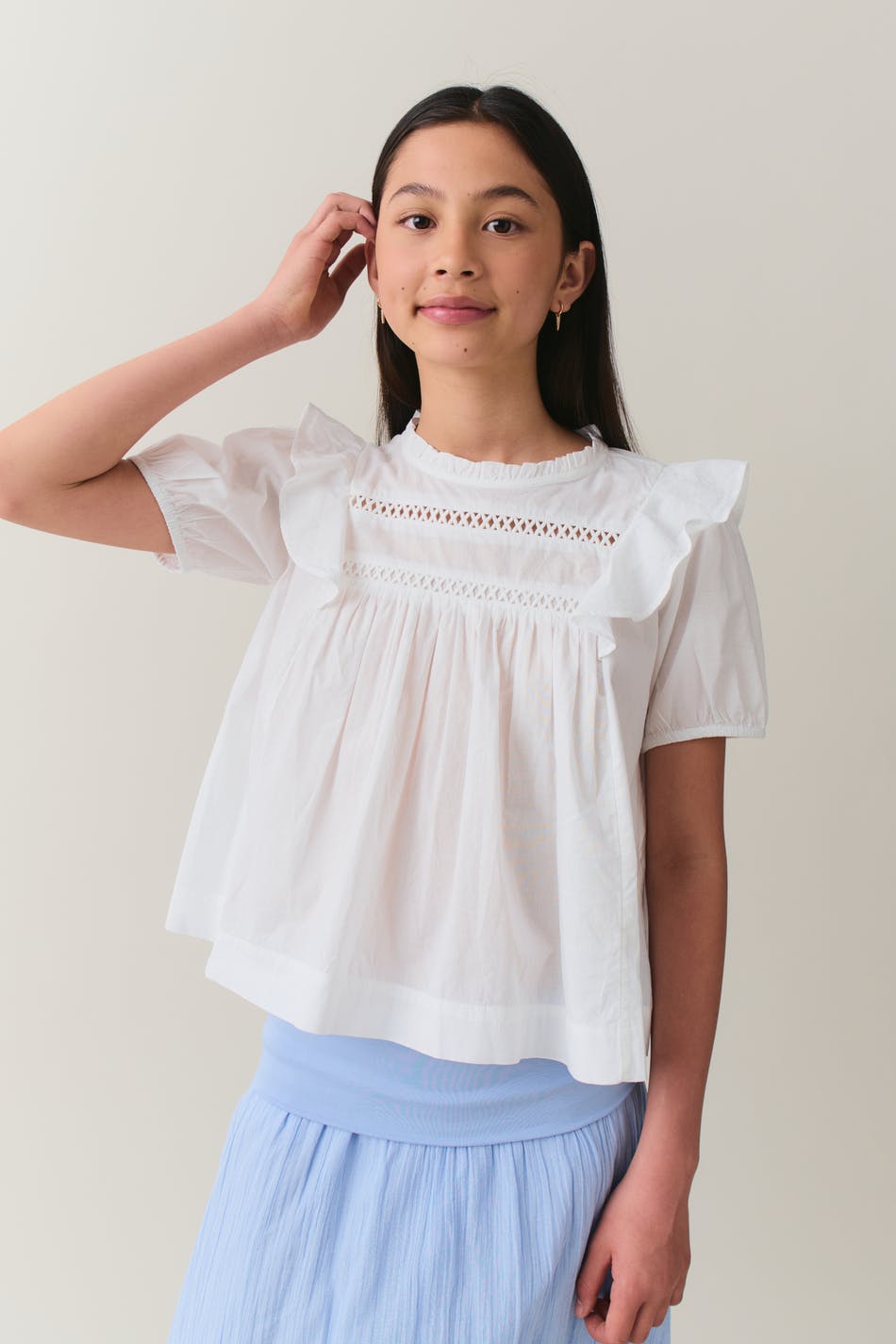 Y puffsleeve lace top