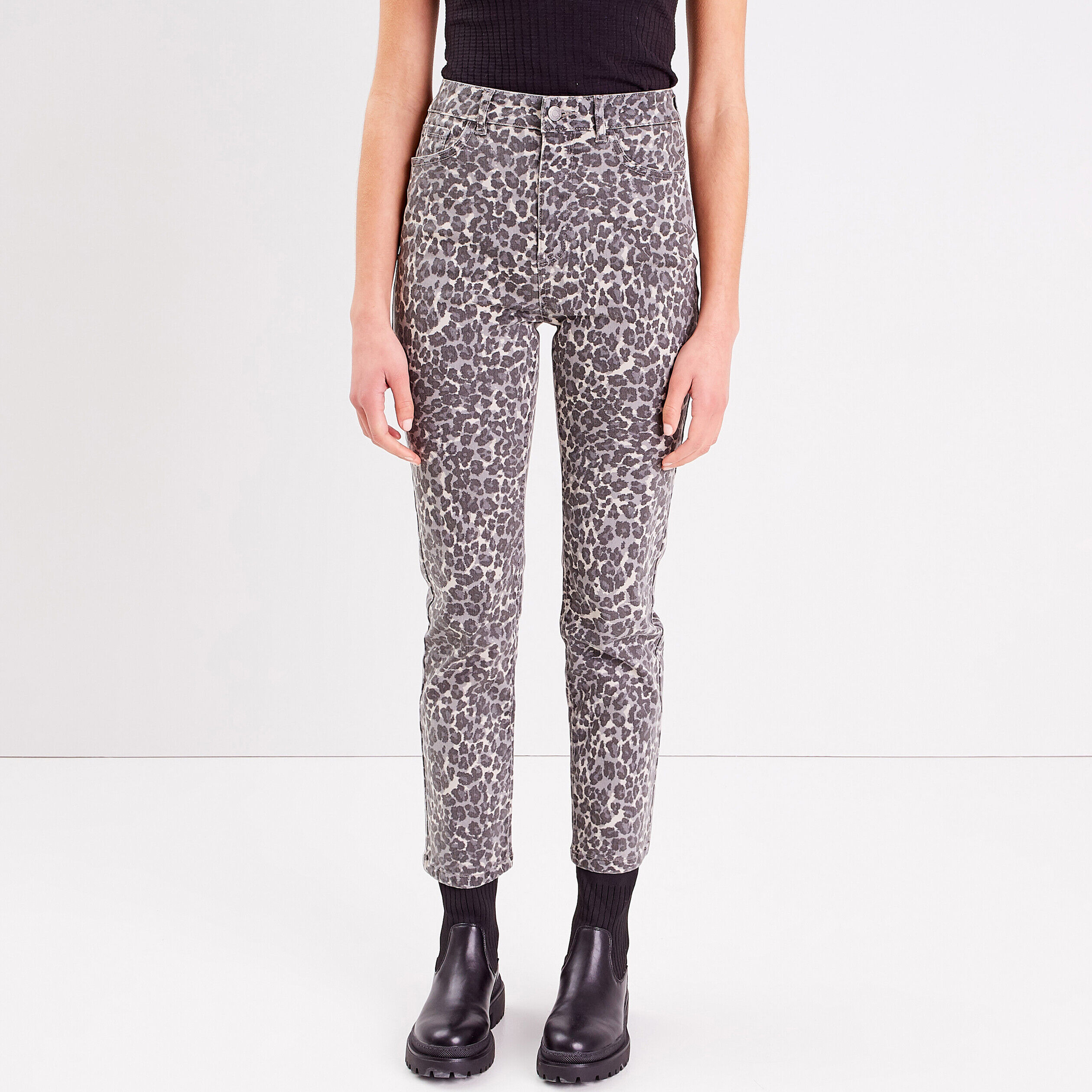 Jeans slim taille haute gris femme | Cache Cache