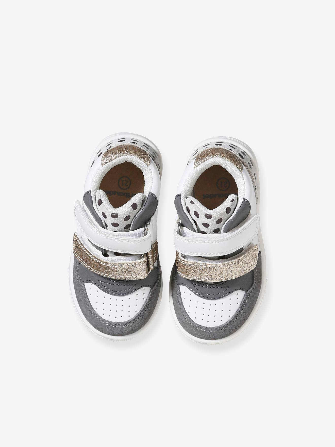 Baskets scratchées fantaisie bébé blanc