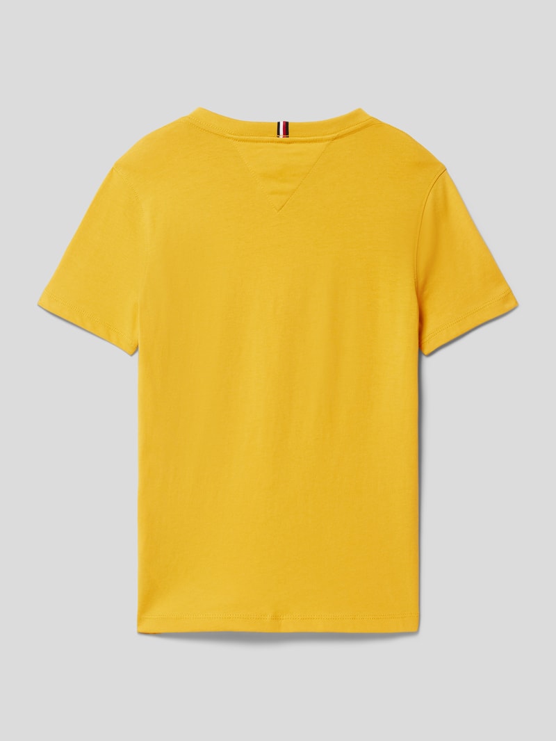 T-Shirt mit Logo-Stitching Modell 'ESSENTIAL' in senfgelb