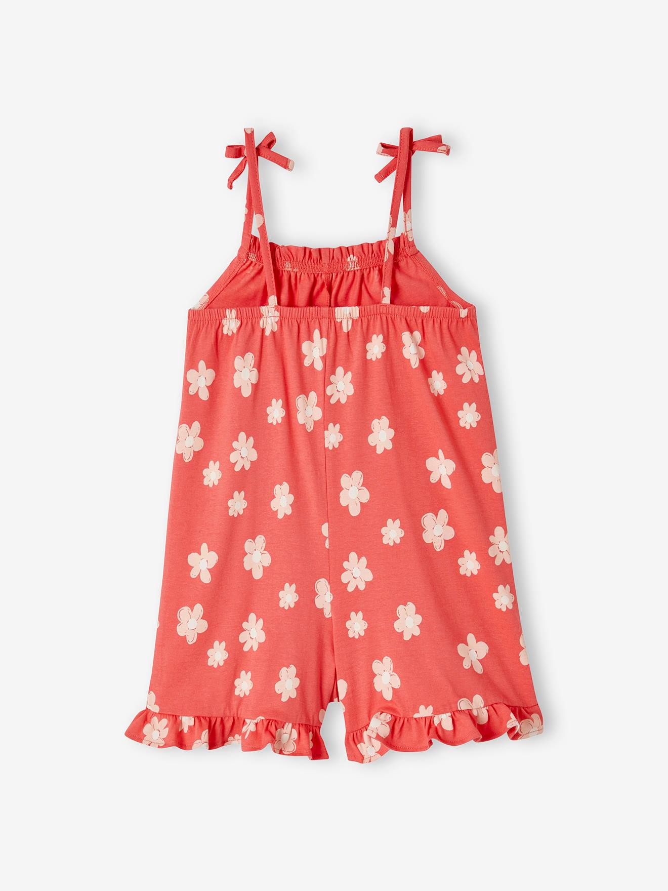Vertbaudet Kurzer Mädchen Jumpsuit mit Trägern - weiß bedruckt