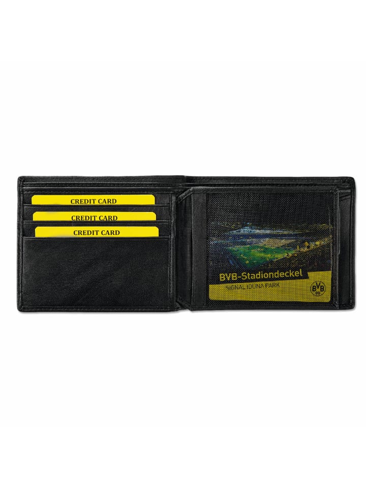 BVB BVB-Ledergeldbörse in schwarz günstig kaufen 15 cm