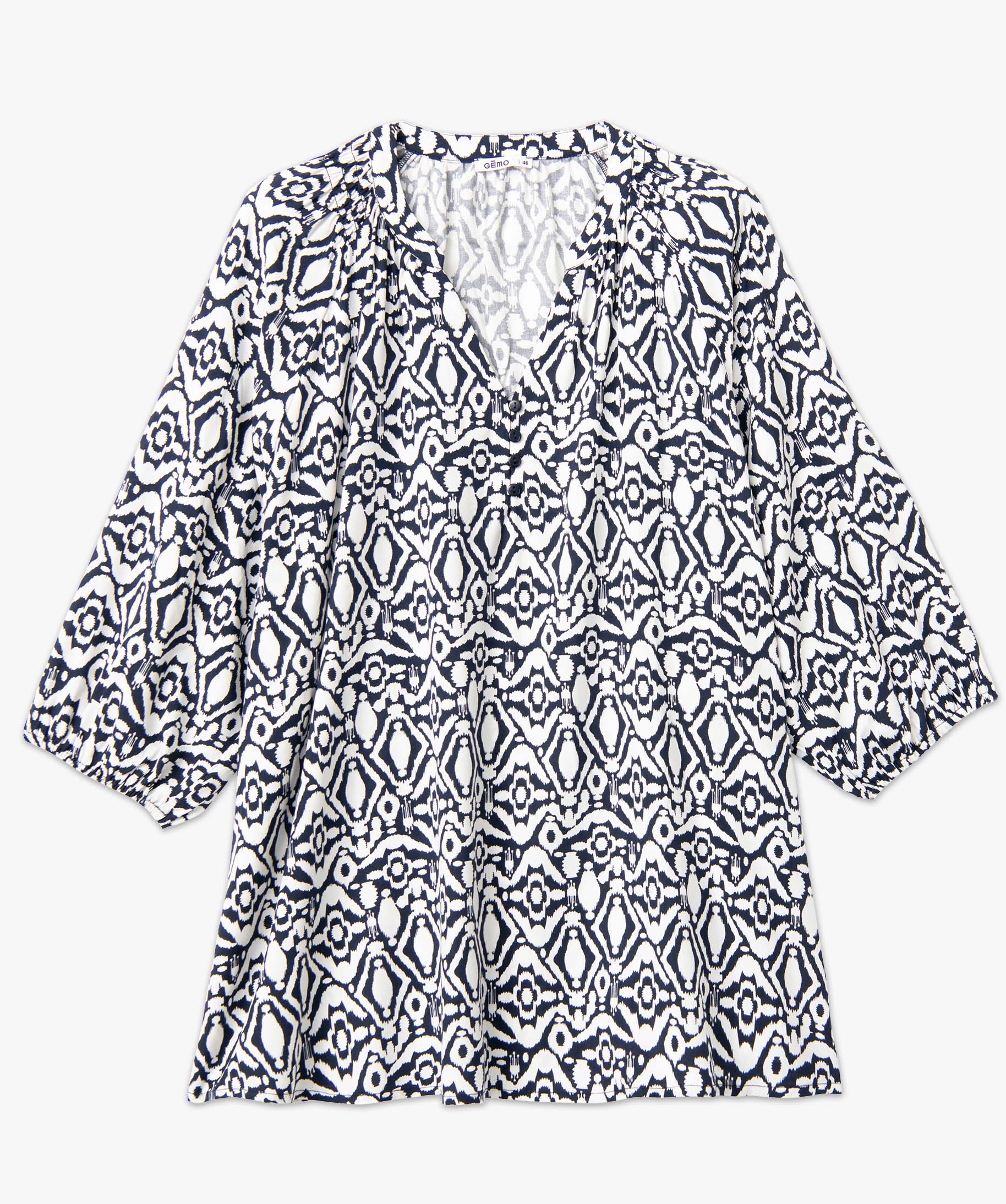 Blouse imprimée à manches 3/4 femme grande taille imprime | GEMO