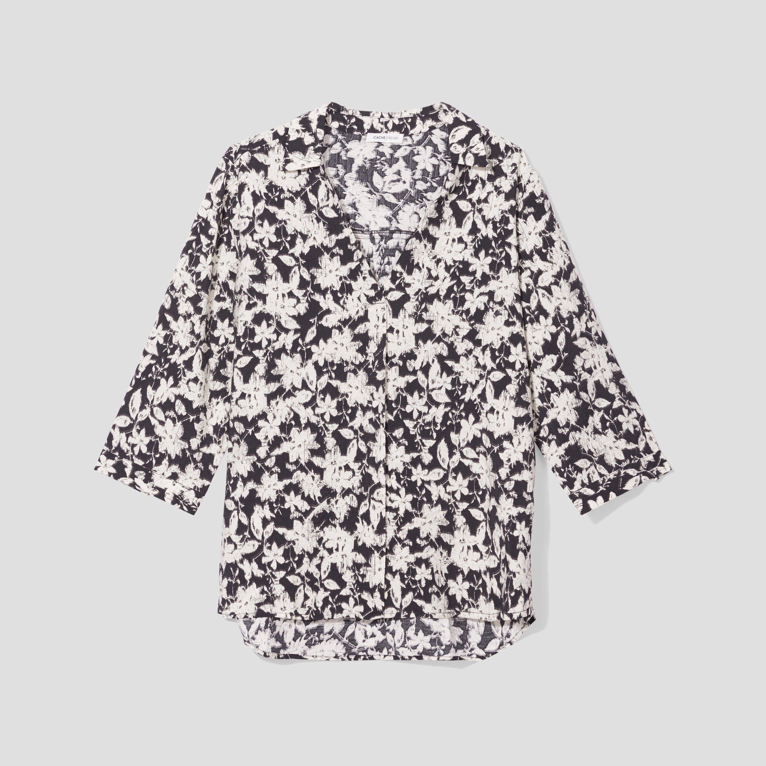 Blouse manches 3/4 noir femme | Cache Cache