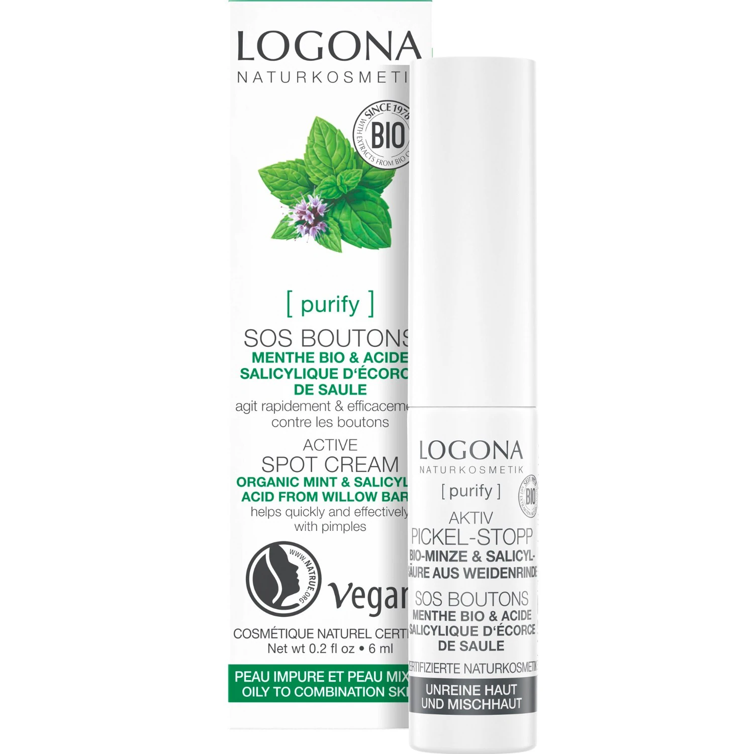 Logona SOS pryszcze mięta kwas salicylowy