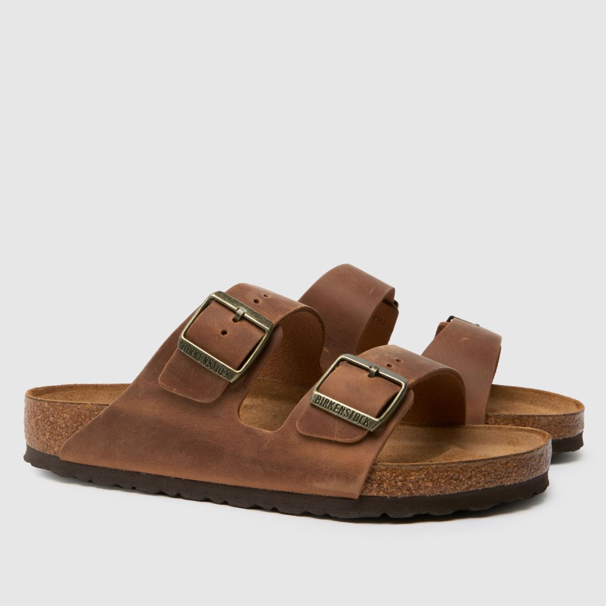 BIRKENSTOCK Arizona – Cognacfärgade lädersandaler med olja