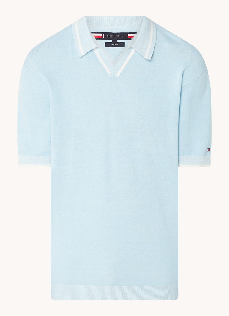 Tommy Hilfiger  Fijngebreide regular fit polo in linnenblend