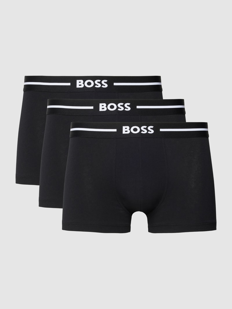 Trunks mit elastischem Label-Bund im 3er-Pack in schwarz