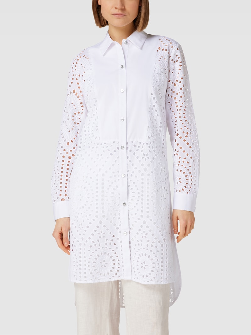Longbluse mit verlängerter Rückseite in weiß