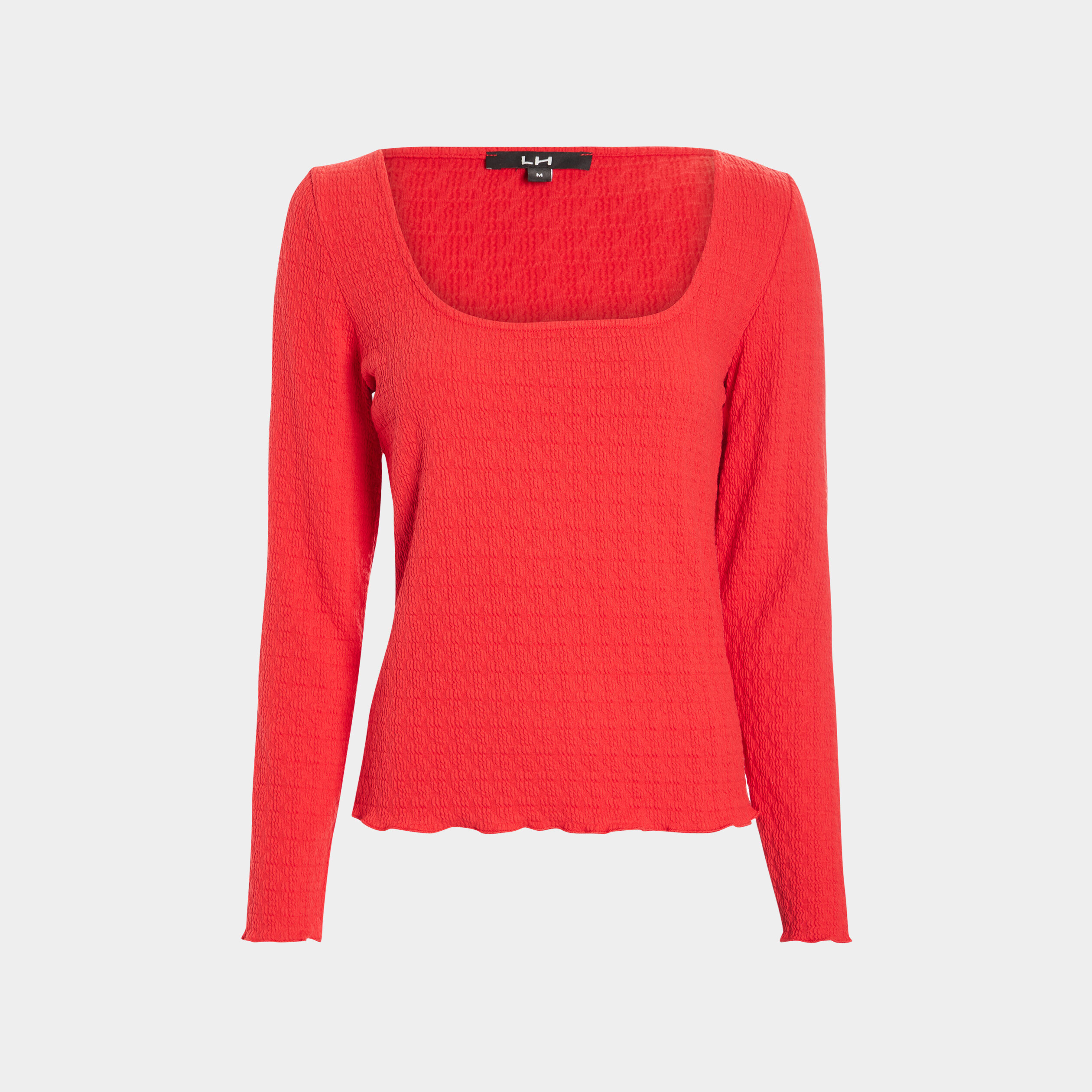 T-shirt avec encolure carrée orange corail femme | La Halle