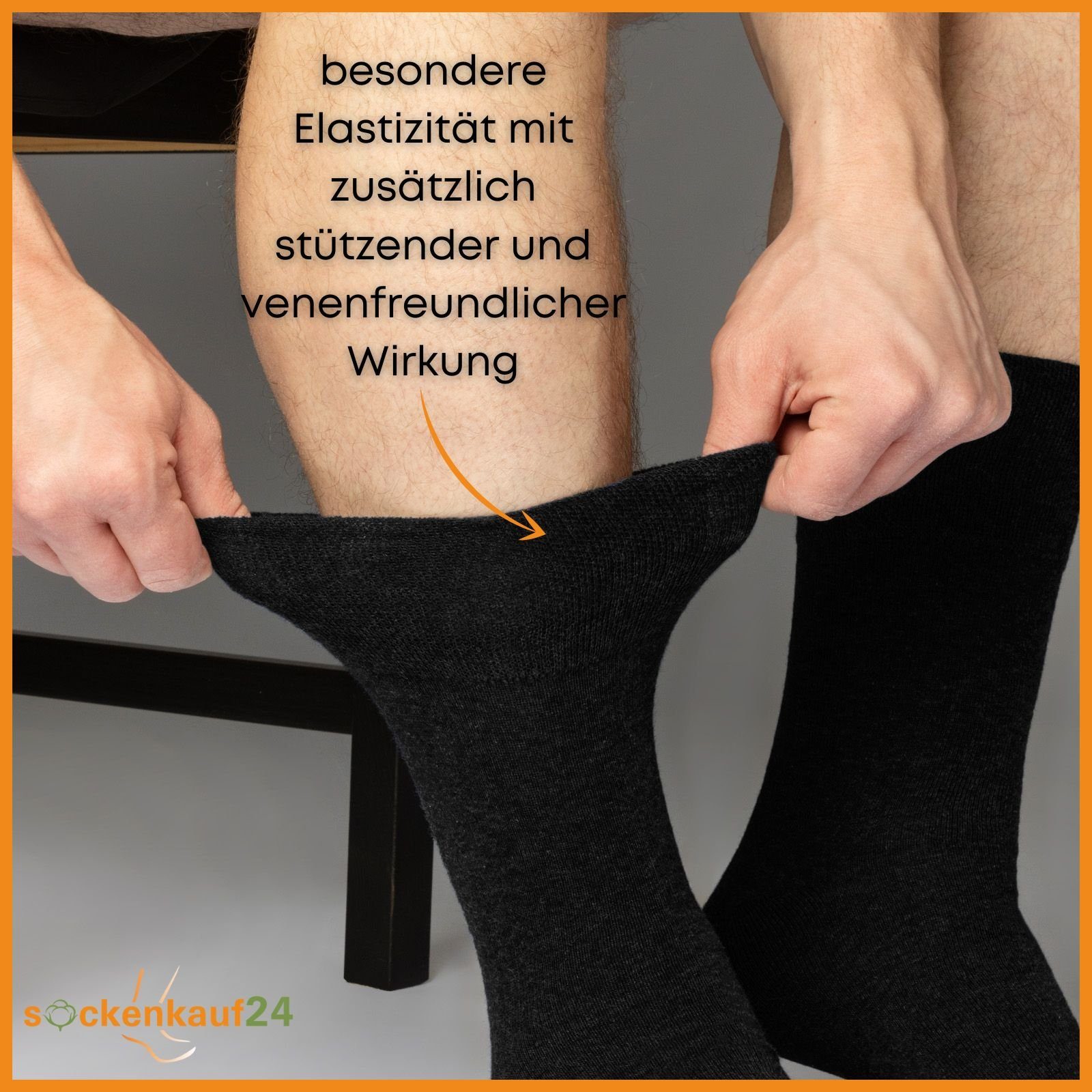 sockenkauf24 Diabetikersocken 6 Paar Damen & Herren Socken mit Komfortbund (Schwarz, 39-42) ohne Gummi & ohne Naht 97% Baumwolle - 26806 WP
