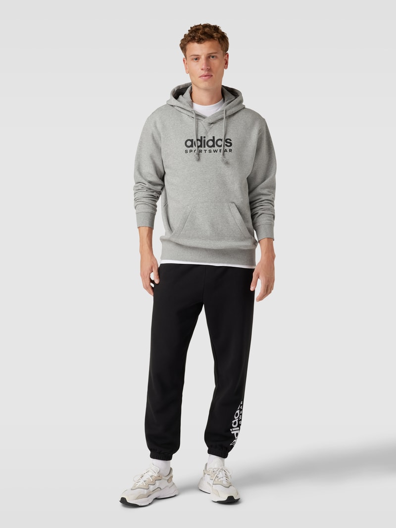 Hoodie mit Logo-Print in mittelgrau meliert