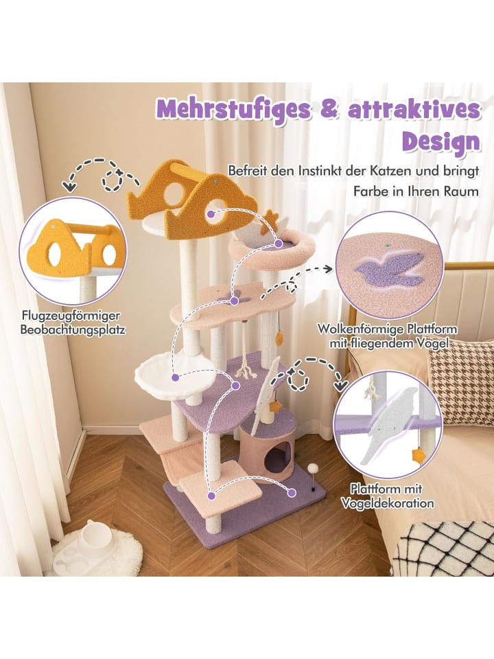 COSTWAY Kratzbaum 167cm in Lila günstig kaufen onesize