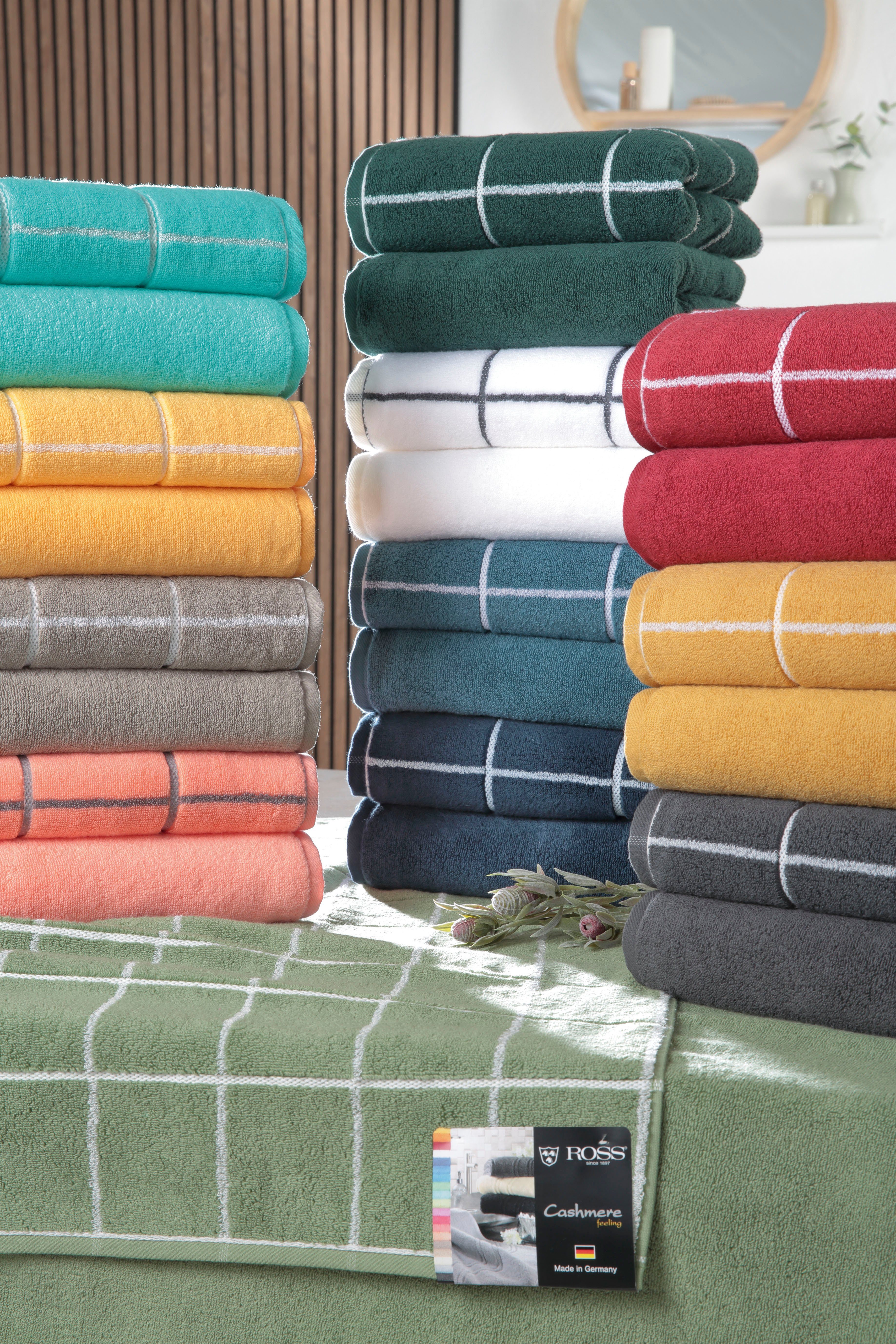ROSS Duschtuch Cashmere Überkaro, Frottier (1-St), in modischen Farben