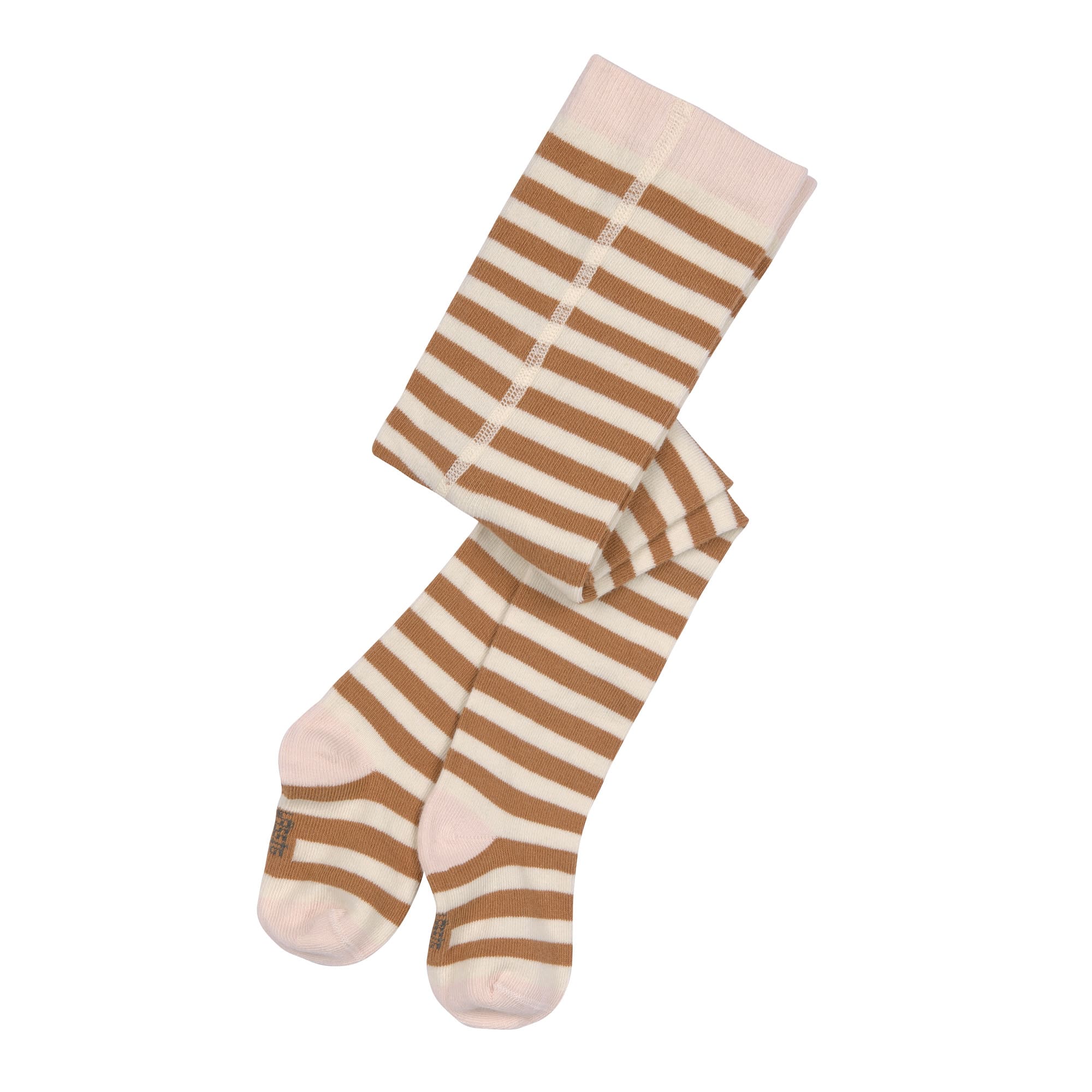 Strumpfhose GOTS - Tights, Streifen Karamell Weiß