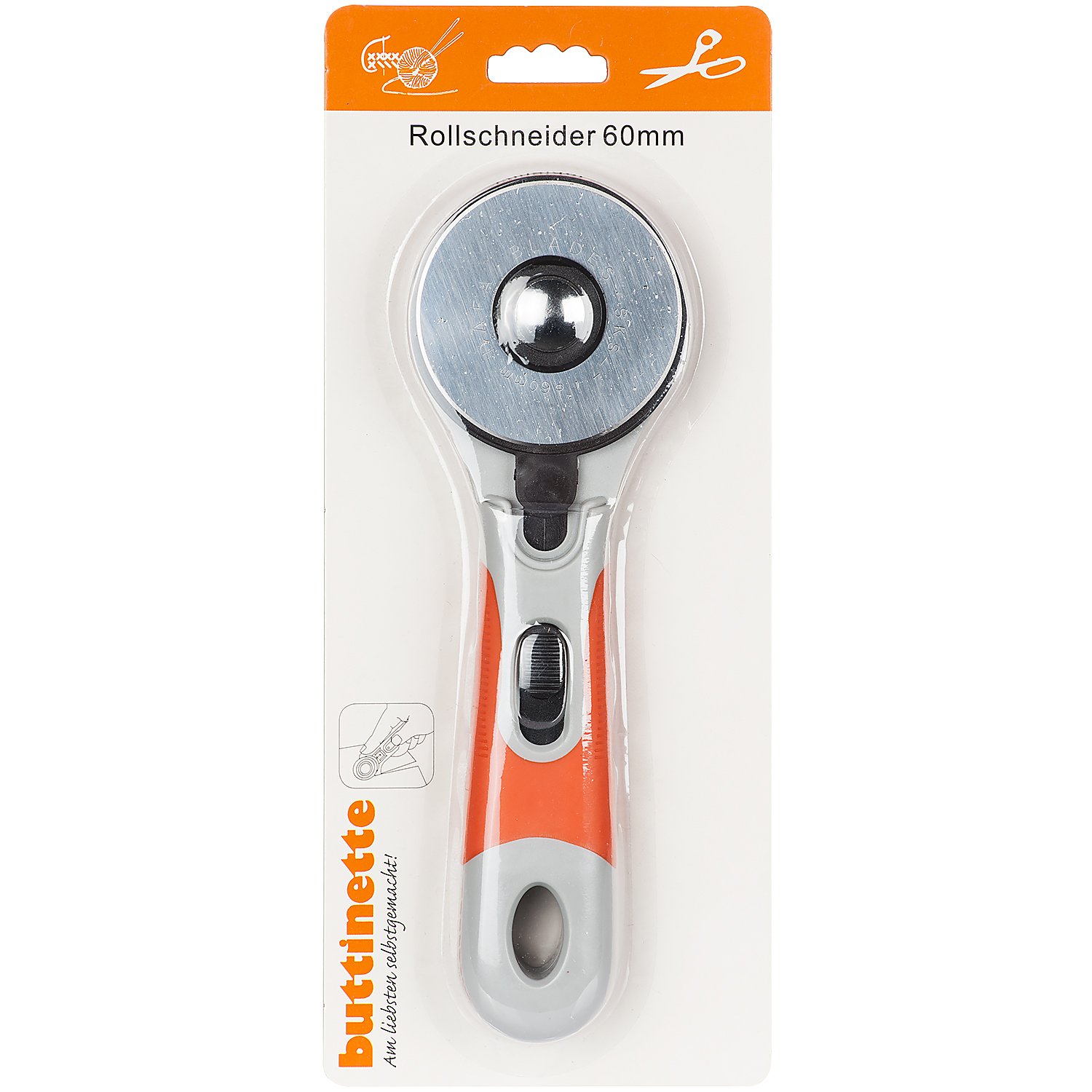 buttinette Rollschneider, Klingengröße: Ø 60 mm, Länge: 19,5 cm