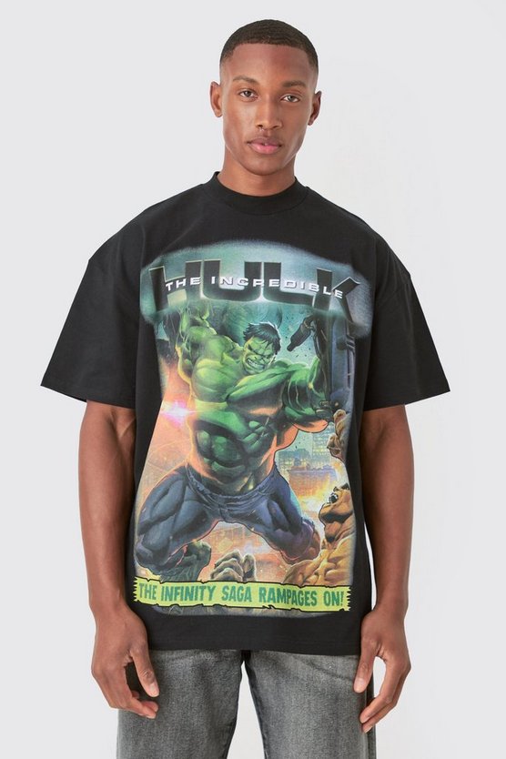 Oversize T-Shirt mit lizenziertem The Hulk Print