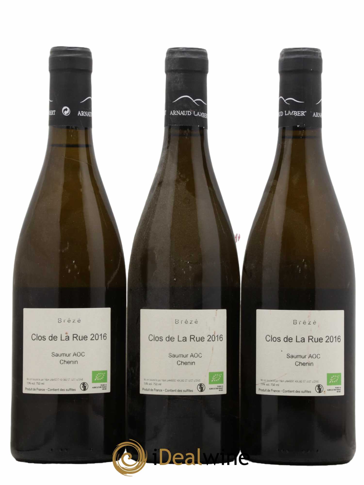 Saumur Brézé Clos de la rue Arnaud Lambert  2016 - Lot de 3 Bouteilles