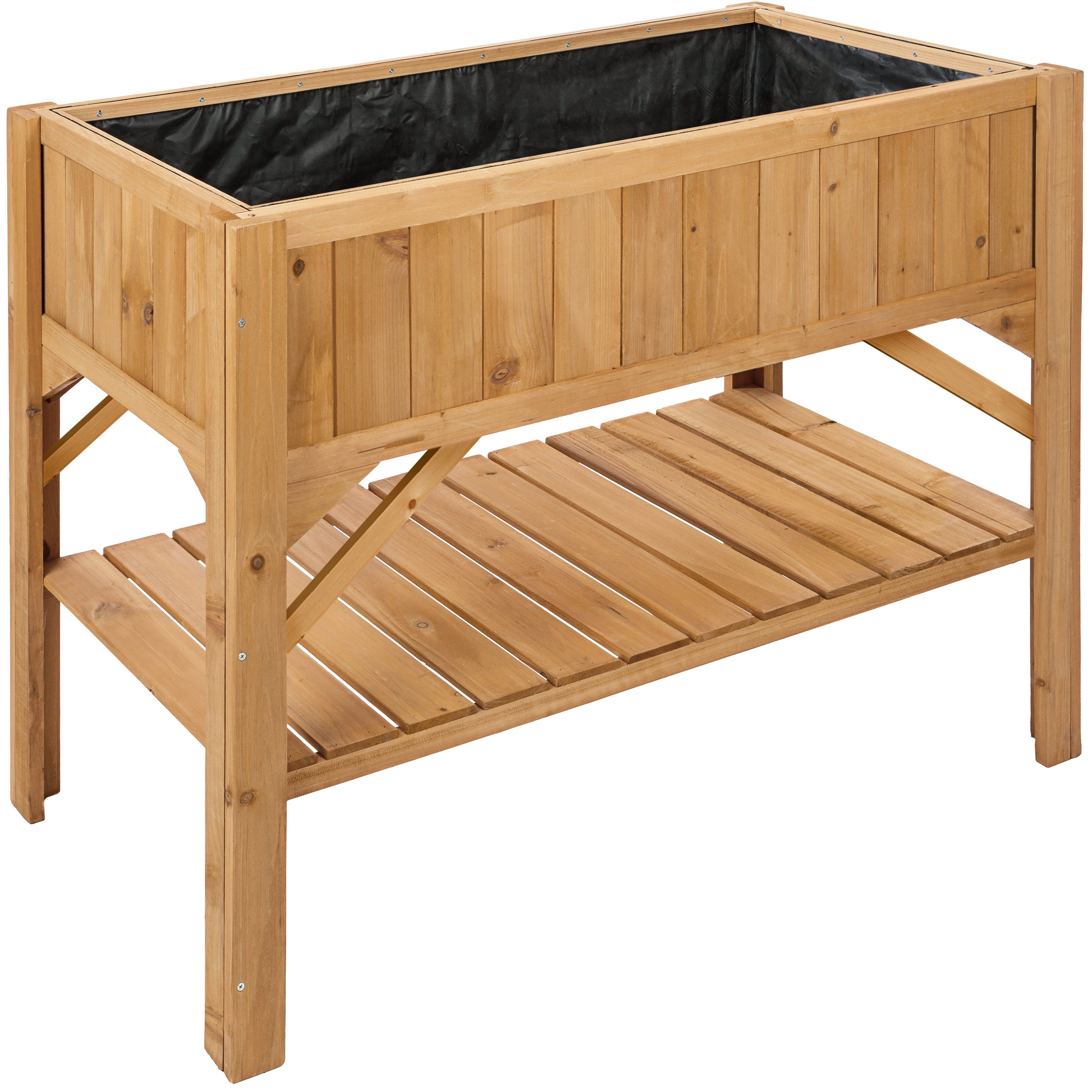 tectake Hochbeet Hochbeet mit Ablage 119x53x90cm