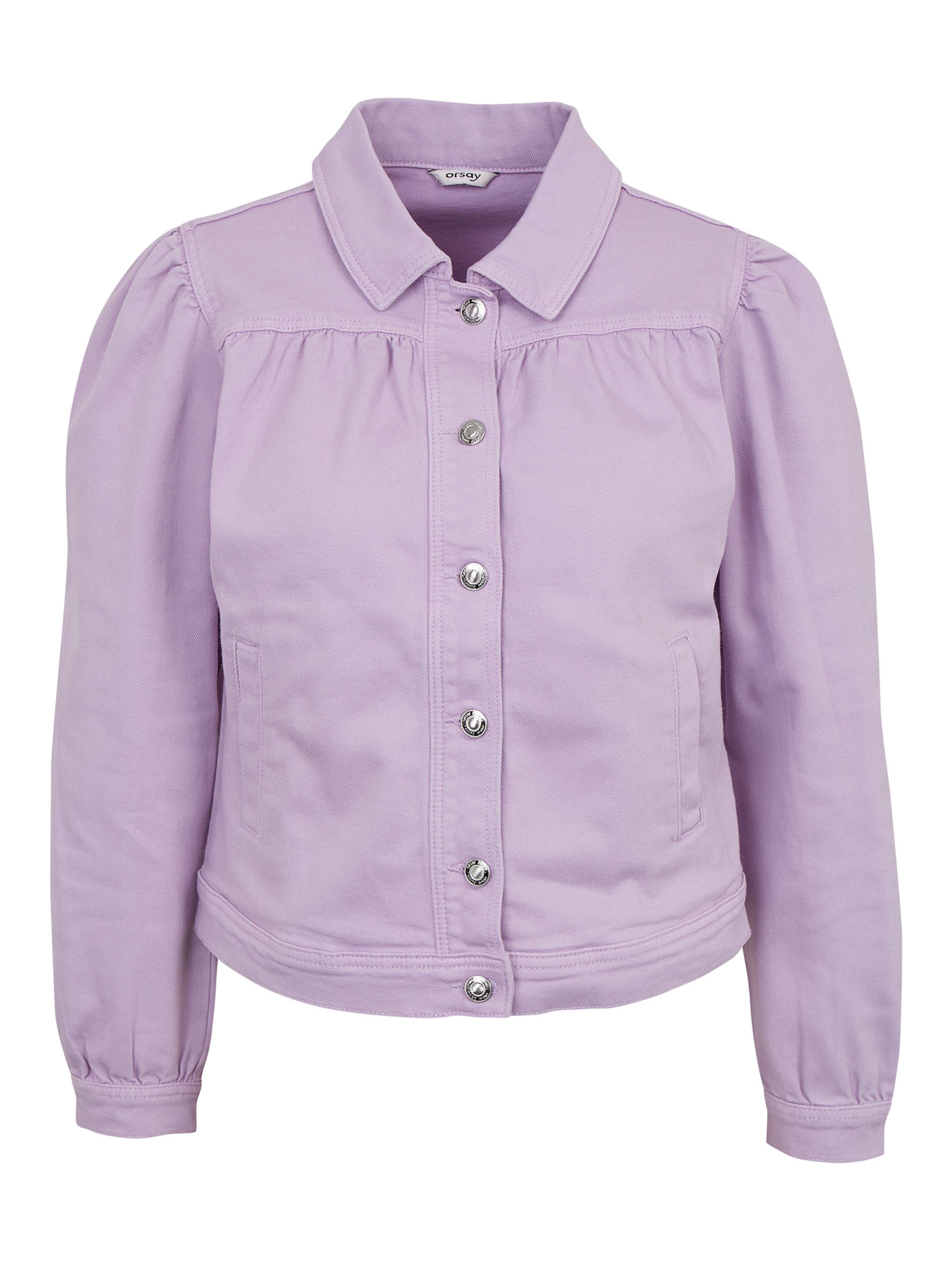 Hellviolette Damen-Jeansjacke mit Rüschenärmeln ORSAY