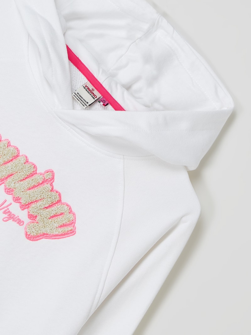 Boxy Fit Hoodie mit Stickerei Modell 'Nonny' in weiß