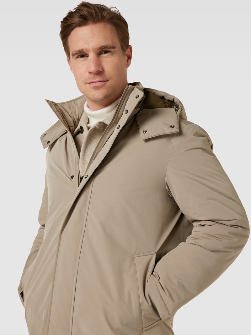 Parka mit abnehmbarer Kapuze in camel