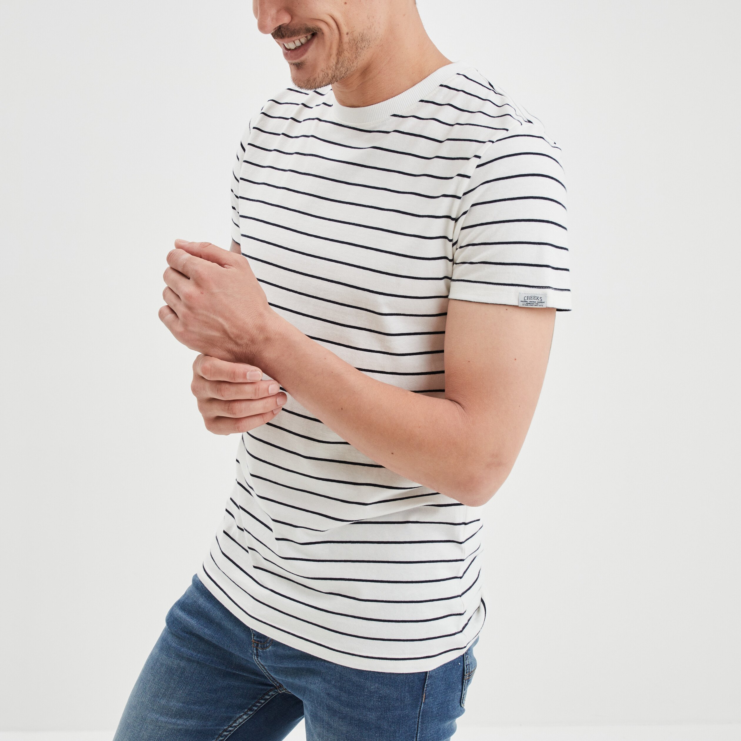 T-shirt col rond manches courtes Creeks ecru homme | La Halle