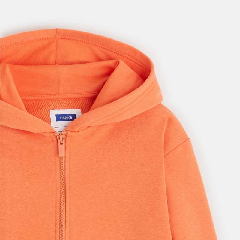 Sweat zippé à capuche orange garçon