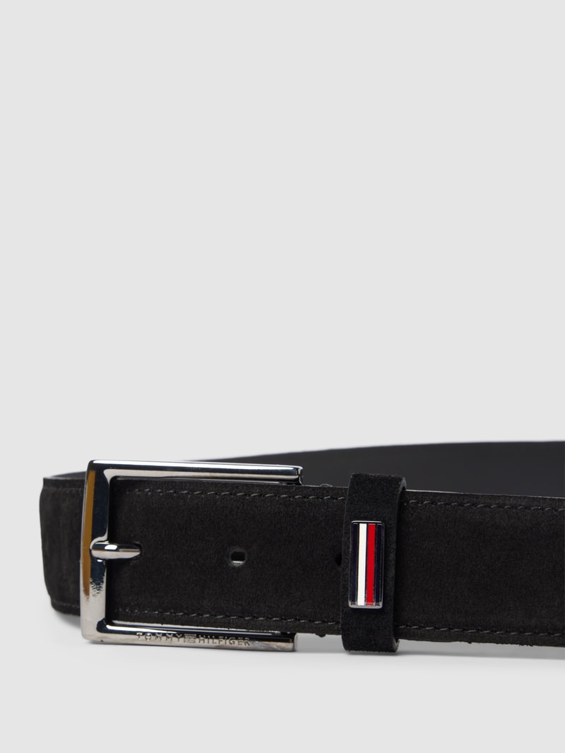 Gürtel aus Leder mit Label-Detail Modell 'BUSINESS' in schwarz