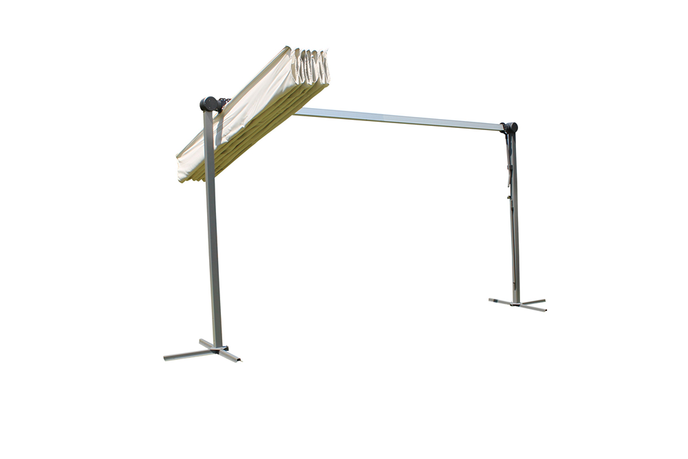 LECO Sonnendach Waved – faltbare Aluminium Terrassenüberdachung 4 x 2,5 m inkl. Schutzhülle, lichtgrau