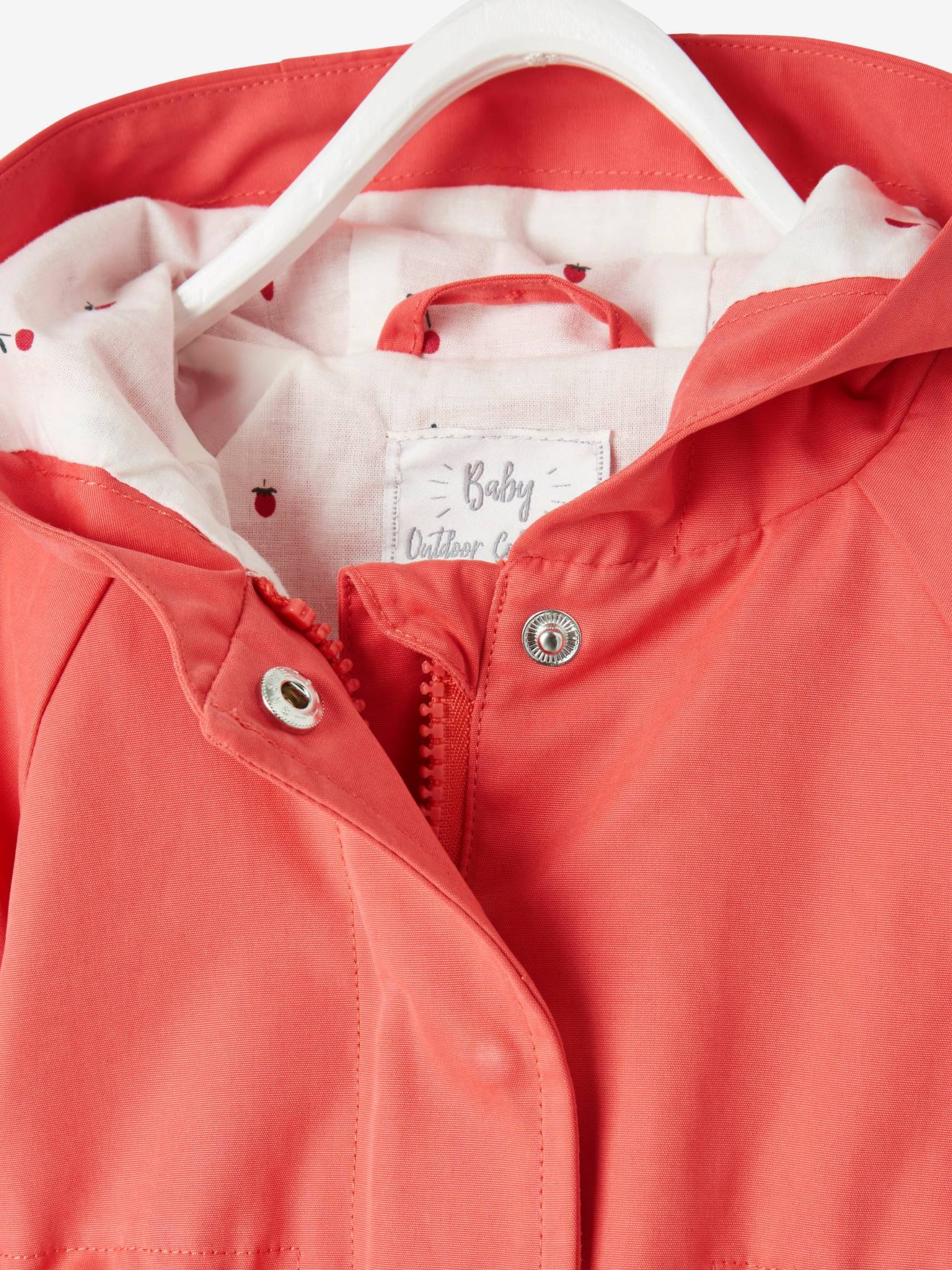 Parka à capuche bébé fille corail