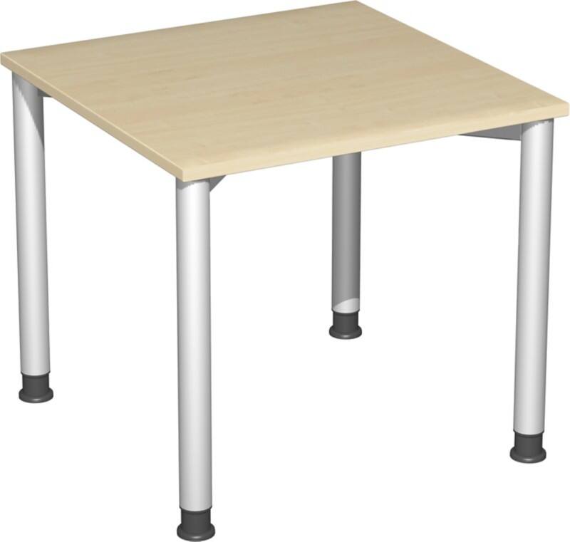 4 Fuß Flex Schreibtisch höhenverstellbar, 800x800x680-800, Ahorn/Silber