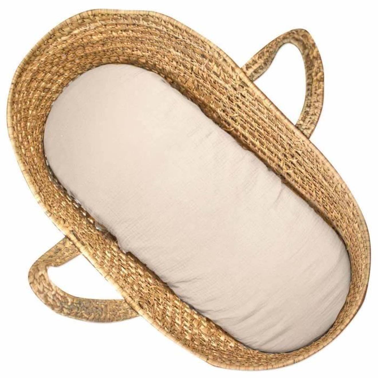 Drap housse couffin ovale en gaze de coton, Jeanne Beige Dès la naissance beige