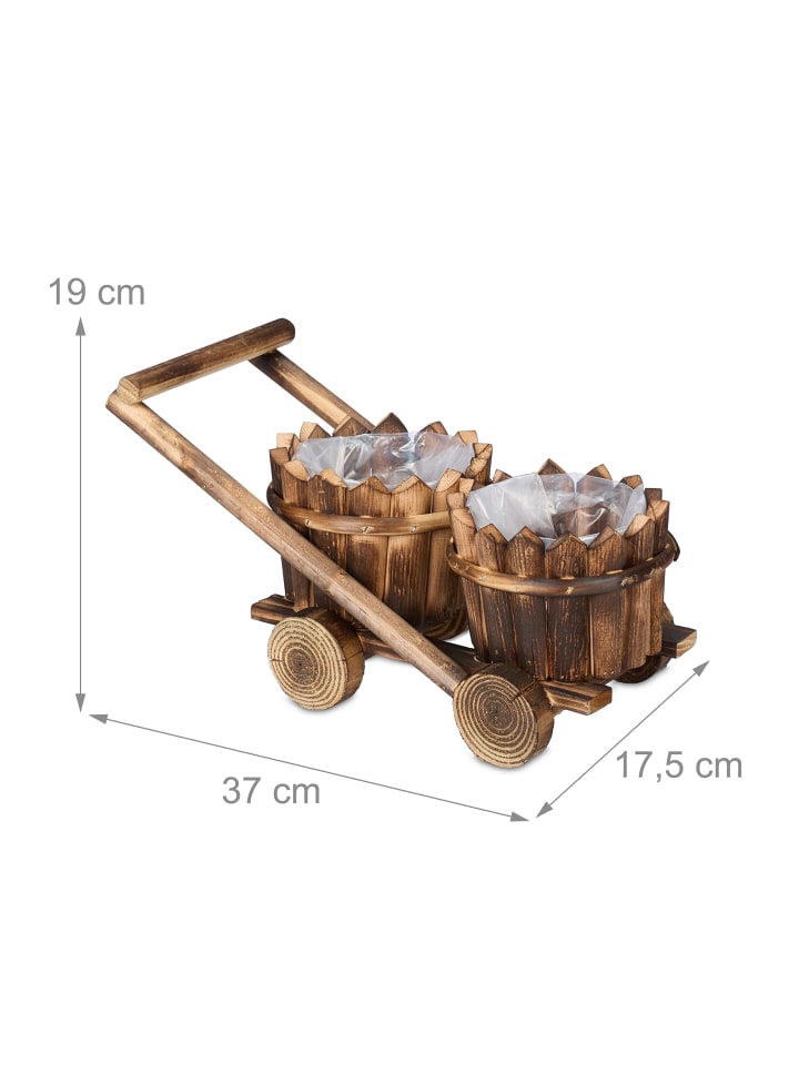 relaxdays Pflanzwagen in Braun - (B)17,5 x (H)19 x (T)37 cm günstig kaufen onesize