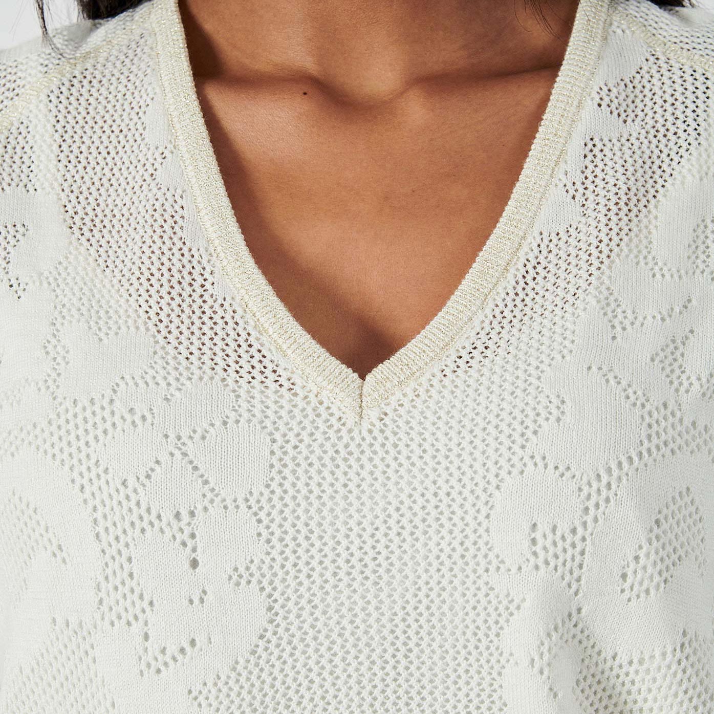 JENTI  T-shirt blanc ajouré femme