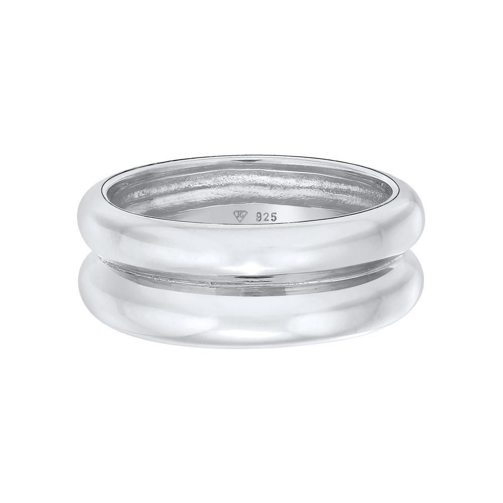 Elli PREMIUM Elli PREMIUM Bague Femmes Bande Vouté Chunky Basique Tendance en Argent Sterling  Bague