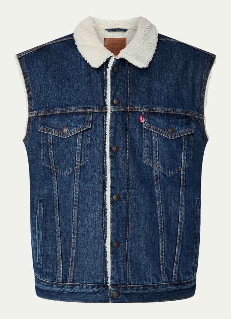 Levi's jakna iz šerpa kavbojk tipa 3 z žepi na prsih in podlogo iz mehkega materiala