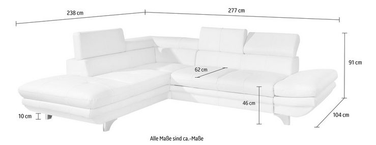COTTA Polstergarnitur Enterprise, (Set), Set: Ecksofa, Hocker, Kopfteilverstellung, wahlweise mit Bettfunktion