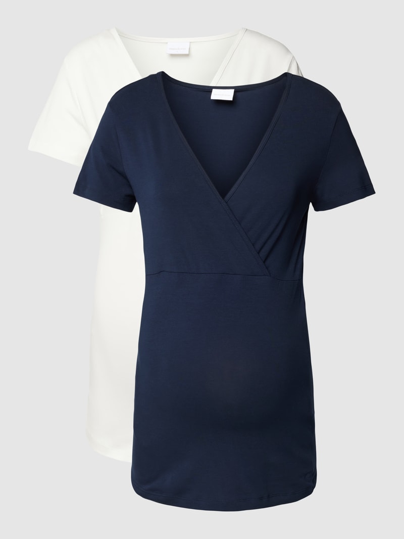 Umstands-T-Shirt mit V-Ausschnitt Modell 'KATE' im 2er-Pack in weiß