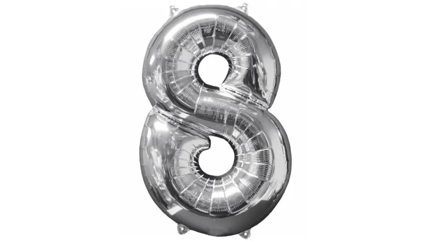 Amscan - Folienballon Zahl 8 silber 26