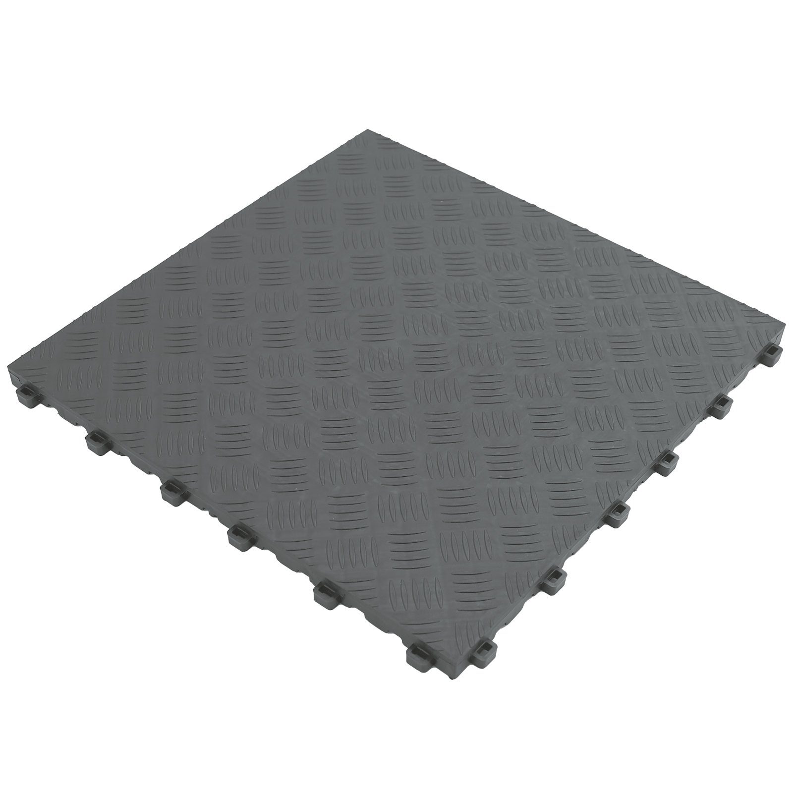 RAMROXX Bodenfliese Klickfliesen Riffelblech Look Boden für Messe Floor Garage Grau 40x40, grau