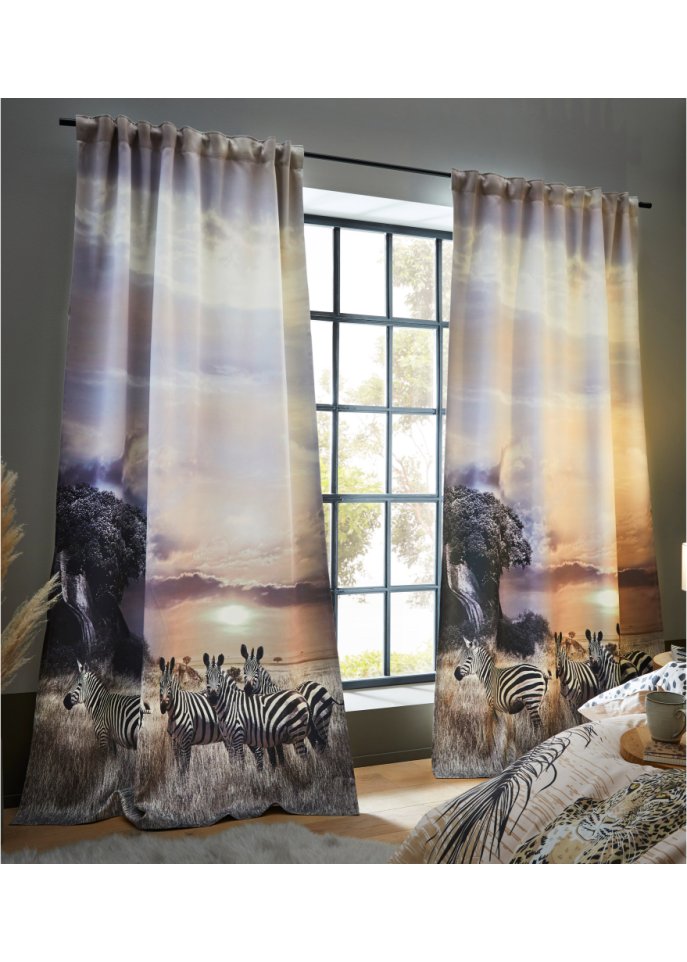 Verdunkelungsvorhang mit Zebra (1er Pack)