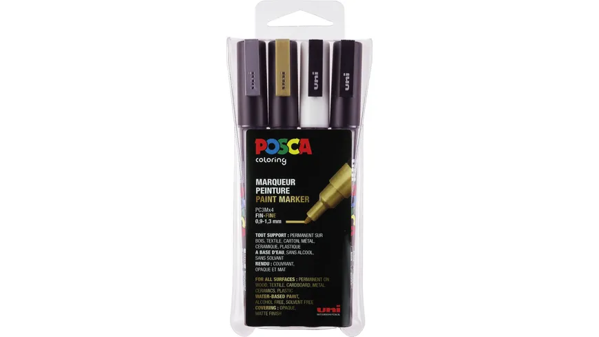 FABER-CASTELL  Marker UNI POSCA PC-3M 4er Set