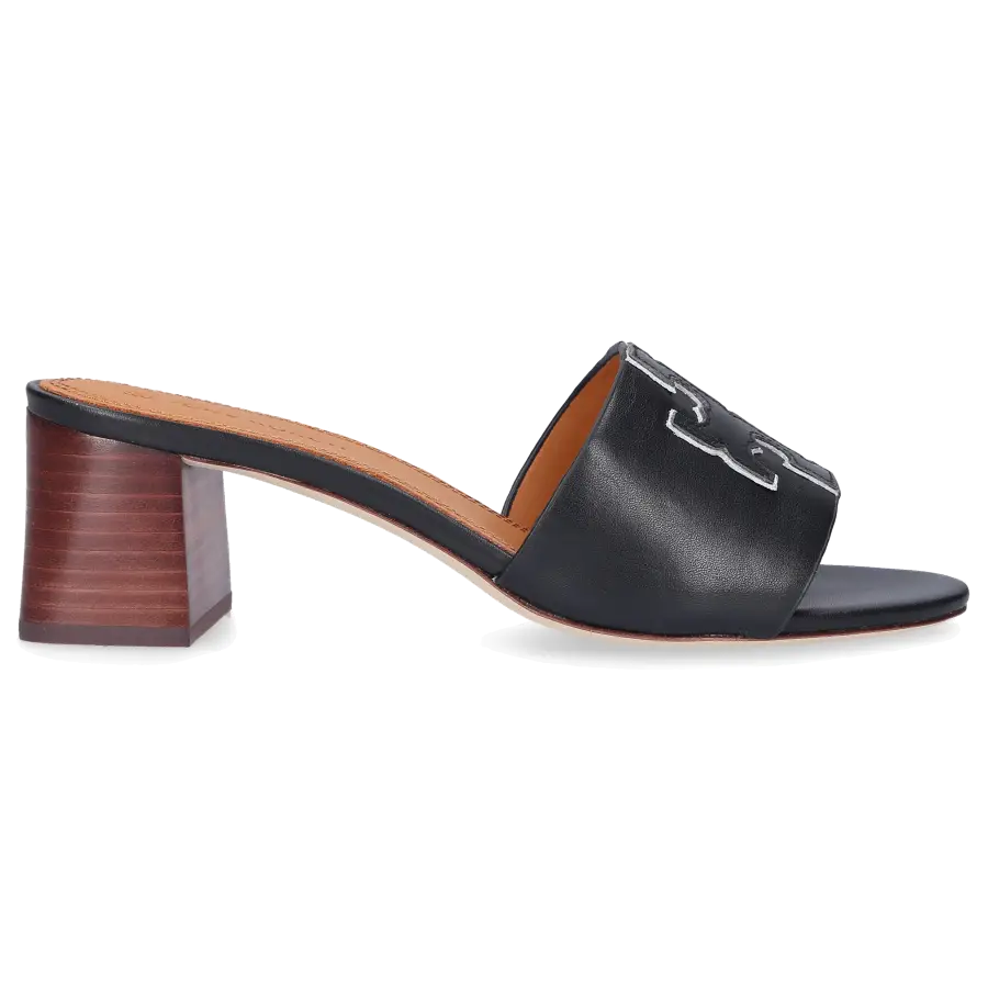 Tory Burch - Sandalen INES Kalbsleder Logo schwarz - schwarz